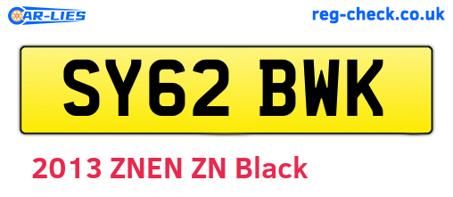 SY62BWK are the vehicle registration plates.