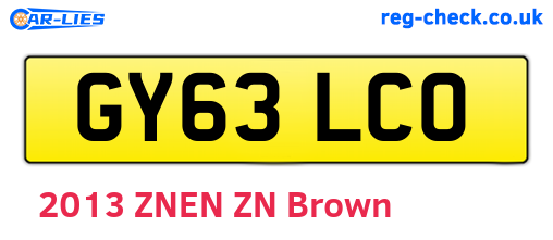 GY63LCO are the vehicle registration plates.