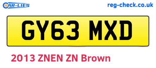 GY63MXD are the vehicle registration plates.