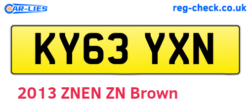 KY63YXN are the vehicle registration plates.