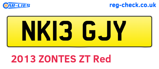 NK13GJY are the vehicle registration plates.