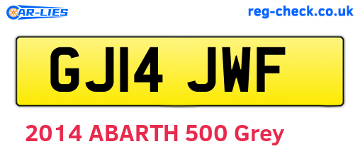 GJ14JWF are the vehicle registration plates.