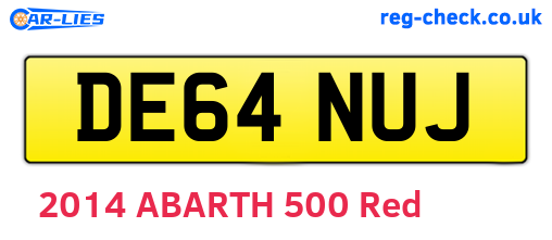 DE64NUJ are the vehicle registration plates.