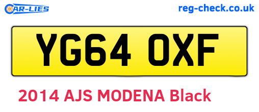 YG64OXF are the vehicle registration plates.