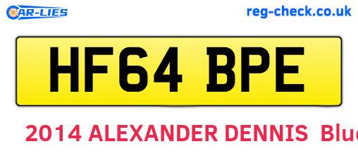 HF64BPE are the vehicle registration plates.