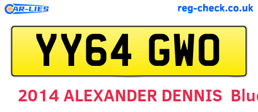 YY64GWO are the vehicle registration plates.