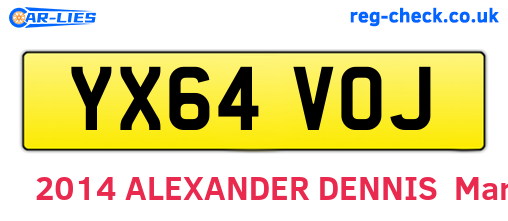 YX64VOJ are the vehicle registration plates.