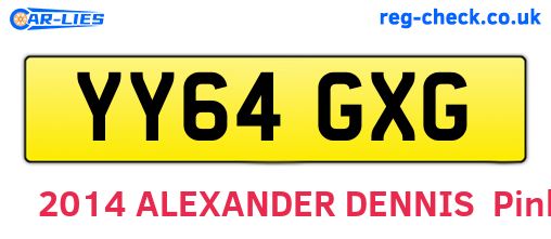 YY64GXG are the vehicle registration plates.