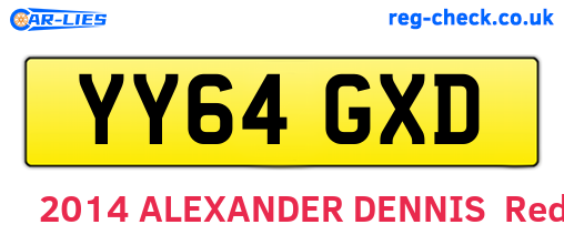YY64GXD are the vehicle registration plates.