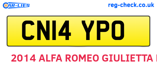 CN14YPO are the vehicle registration plates.