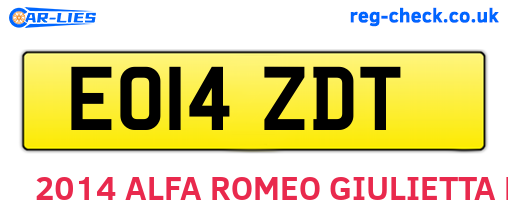 EO14ZDT are the vehicle registration plates.