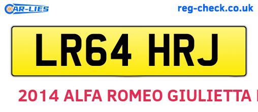 LR64HRJ are the vehicle registration plates.