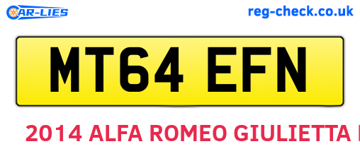 MT64EFN are the vehicle registration plates.