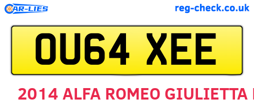 OU64XEE are the vehicle registration plates.