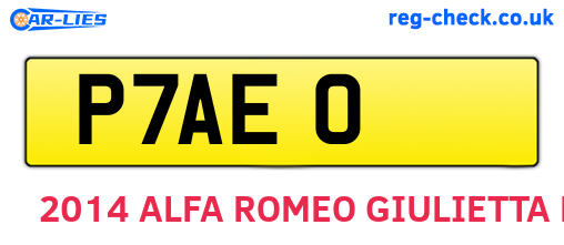 P7AEO are the vehicle registration plates.