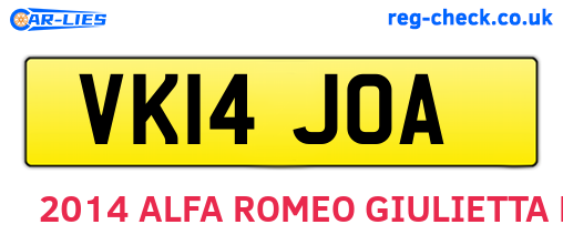 VK14JOA are the vehicle registration plates.