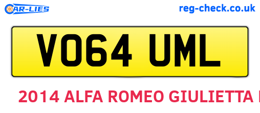 VO64UML are the vehicle registration plates.