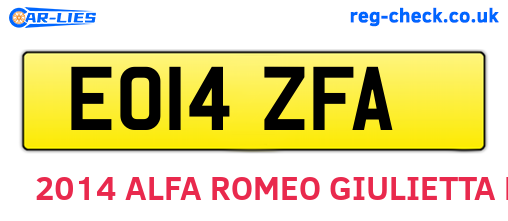 EO14ZFA are the vehicle registration plates.