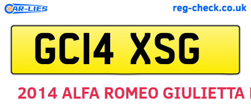 GC14XSG are the vehicle registration plates.