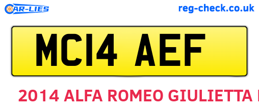 MC14AEF are the vehicle registration plates.