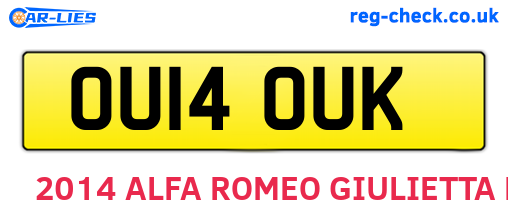 OU14OUK are the vehicle registration plates.
