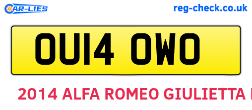 OU14OWO are the vehicle registration plates.