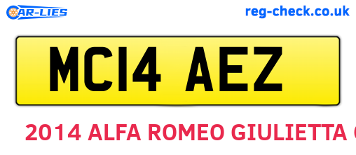 MC14AEZ are the vehicle registration plates.