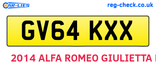 GV64KXX are the vehicle registration plates.