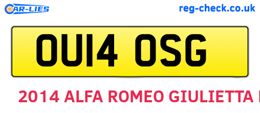 OU14OSG are the vehicle registration plates.