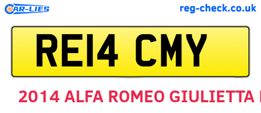RE14CMY are the vehicle registration plates.