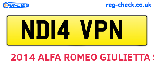 ND14VPN are the vehicle registration plates.