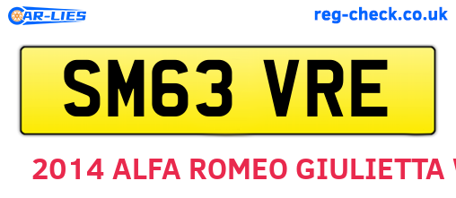 SM63VRE are the vehicle registration plates.
