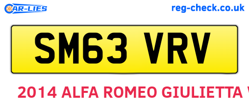 SM63VRV are the vehicle registration plates.