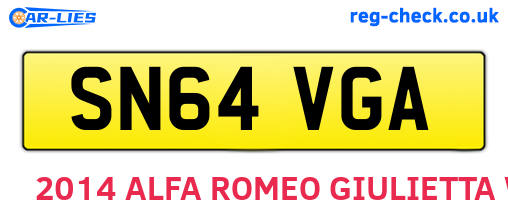 SN64VGA are the vehicle registration plates.