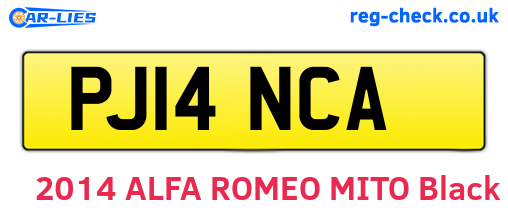 PJ14NCA are the vehicle registration plates.