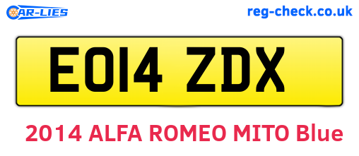 EO14ZDX are the vehicle registration plates.