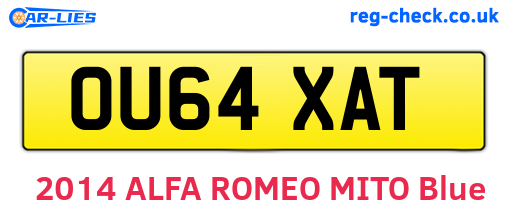 OU64XAT are the vehicle registration plates.