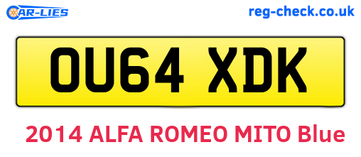 OU64XDK are the vehicle registration plates.