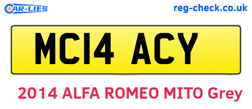 MC14ACY are the vehicle registration plates.