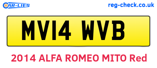 MV14WVB are the vehicle registration plates.