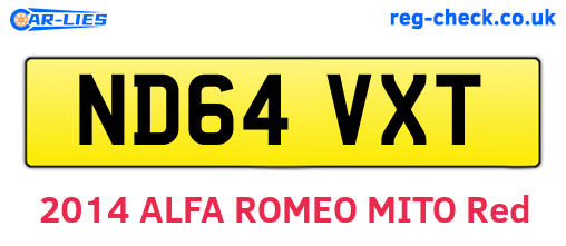 ND64VXT are the vehicle registration plates.