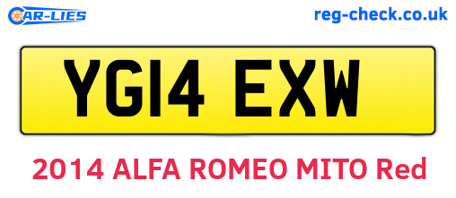YG14EXW are the vehicle registration plates.