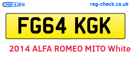FG64KGK are the vehicle registration plates.