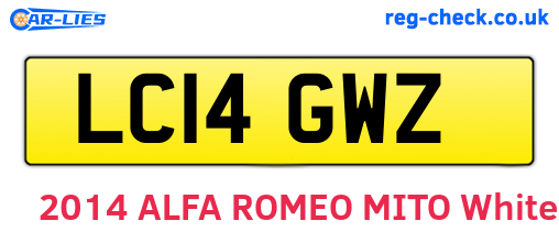 LC14GWZ are the vehicle registration plates.