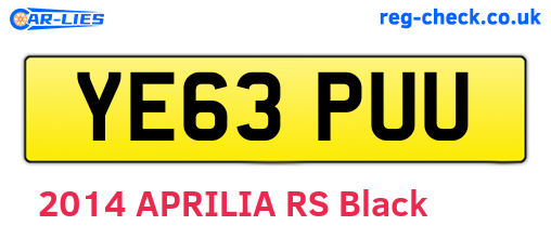 YE63PUU are the vehicle registration plates.