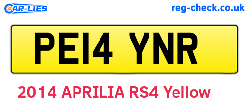 PE14YNR are the vehicle registration plates.