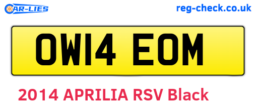 OW14EOM are the vehicle registration plates.