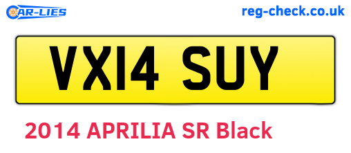 VX14SUY are the vehicle registration plates.