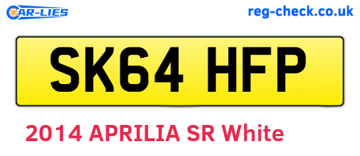 SK64HFP are the vehicle registration plates.