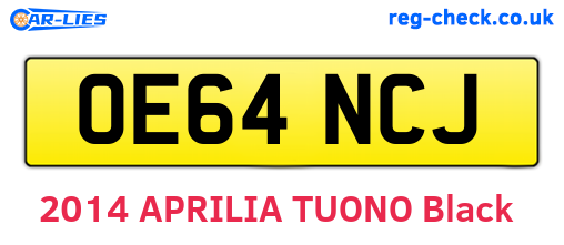 OE64NCJ are the vehicle registration plates.